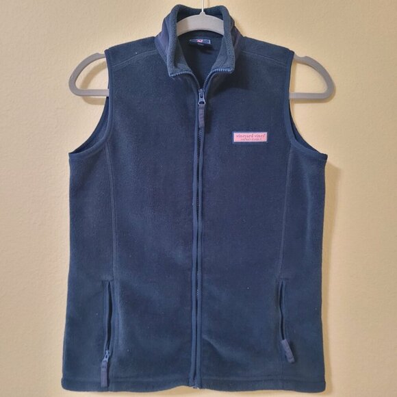 Vineyard Vines Boys Fleece Vest Navy Blue Whale Size M 12-14 - Picture 1 of 9